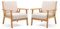 Mingone 2er Set Sessel Gepolsterter Cocktailsessel Skandinavischer Stil Loungesessel Modern Einzelsofa Massivholz für Wohnzimmer Schlafzimmer Beige,64.5x67x73.5cm