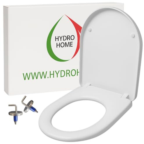 HYDRO HOME Copriwater Forma ad U HH375 Compatibile con vari modelli, Plastica Termoindurente avvolgente Cerniere Regolabili fissaggio dall'alto, Colore Bianco MADE IN ITALY