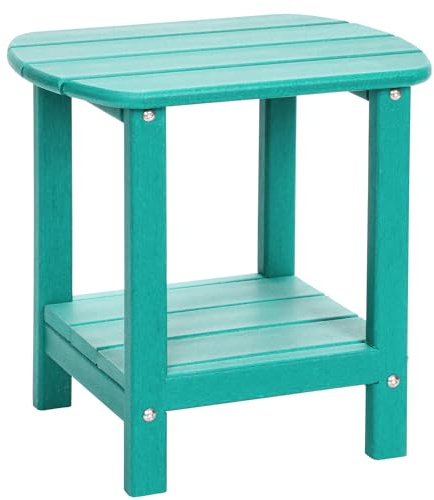 LOENIY Adirondack Beistelltisch für den Außenbereich, 2 Etagen, HDPE, Terrasse, Beistelltisch, wetterfest, kleiner Outdoor-Tisch (Aruba)