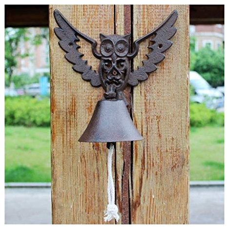 MUVLUX Gusseisen Türglocke, Retro Handbell Outdoor Gartendekoration Wandmontiert for Indoor Outdoor-Tür, Tor, Garten, Patio, Rasen, Garten, Bar, Restaurant