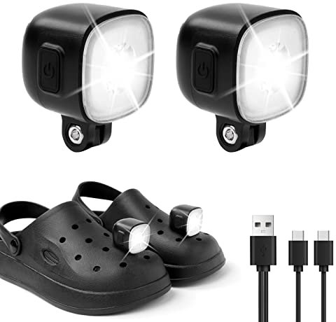 flintronic 2 Packs Shoes Light Accessories with 3 Light Modes, Shoes Decoration Charms Small Lights Balls Glow in The Dark Shoe Ornaments for Walking Hiking Camping Funny Gift (Rechargeable)