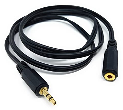 DRUT 1m 3.5mm to 3.5mm Stereo Audio Extension Cable Lead Male to Female | Gold Connectors 3.3ft Black