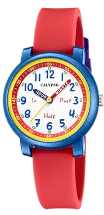 CALYPSO Reloj Infantil Niño y Niña Analógico de Caucho Rojo