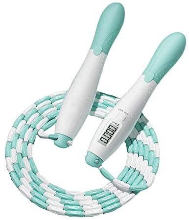 Oshhni Children Soft Beaded Segment Jump Rope Anti Skid Handle Skipping Rope with Digital Counter Portable, Green