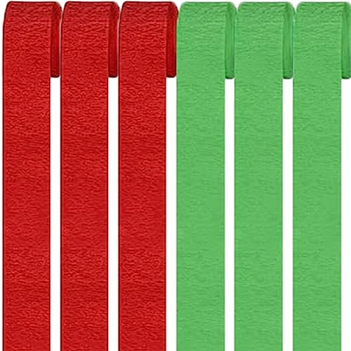6 Rollen Krepppapier,Regenbogen kreppbänder Hintergrund Luftschlangen Papier Rainbow Crepe Paper Bastelkrepp für Party Dekoration und Handarbeiten Papierkunst 2 Farben (Rot+Grün)