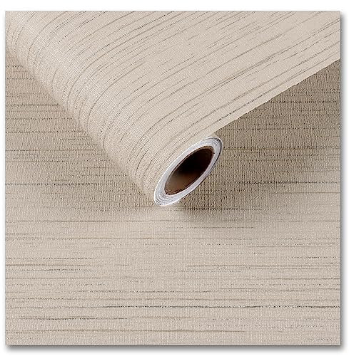 CRE8TIVE Beige Leinen Tapete Selbstklebende Tapete Leinen Textur Tapete Schlafzimmer Dick Folie für Möbel Arbeitsplatte Folie Selbstklebend Möbelaufkleber Tapete Badezimmer Wasserfest 30cm x 200cm