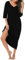 Uniexcosm Chemise de Nuit Femme Coton Chemise Nuit Longue Femme Col en V Manches Robe de Nuit Femme avec Poches D-Noir M