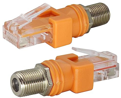AAOTOKK Adaptateur de Convertisseur Coaxial Ethernet mâle RF Femelle RJ45 pour Testeurs de Ligne,Détecteurs de Ligne,Détecteurs de Ligne et Autres équipements de Détection(2-Pack/F à RJ45)