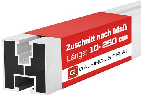 GAL - INDUSTRIAL Aluprofil 40x40 mm | S-Nut für M8/M10 mm | Länge 120 cm | Solar Schiene, Photovoltaik Alu Profil, PV Aluminium Profil für Solarmodule | Montageschiene, Solarprofil | 0% §12Abs.3UStG