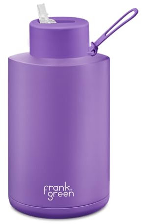 frank green Reusable Water Bottle with Straw Lid, Ceramic Insulated Water Bottles with Triple Wall Vacuum, Leak-Resistant Drinks Bottle - Cosmic Purple, 68oz/2 Litre
