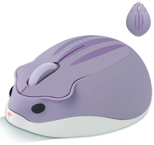 Wireless Mouse, 1200DPI Low Noise Mouse with USB Unified Receiver，Silent Cordless Mouse, Cute Hamster Shape Mouse ，Lightweight and Portable for PC/Mac/Laptop, Gift for Women Men Him Her(Purple)