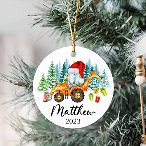 Christbaumschmuck Keramik Weihnachtsanhänger Anhänger Weihnachtsbaumschmuck Hängende Ornamente Weihnachtsdeko Bagger, Personalisierter Baggerbau 2023, Individuelles Baggerliebhaber-Geschenk,