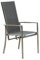 OUTLIV. Oviedo Gartenstuhl stapelbar, Edelstahl/Textilene, Silber/Dunkelgrau, 56x62x106 cm, 120 kg, wetterfest & pflegeleicht, gemütlicher Gartensessel in modernem Design