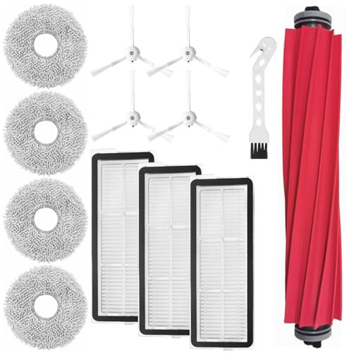 KimSin accessoires pour Roborock QRevo Maxv, Qrevo S, QRevo Pro pièces de rechange pour aspirateur robot, brosse rotative + 3 Chiffon + 4 brosses latérales + 3 HEPA filtres + brosse