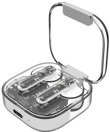 Vieta Pro Auriculares Inalámbricos True Wireless con Bluetooth 5.3, Panel Táctil y Asistente de Voz. Cascos Transparentes con Micrófono. Duración 16h. Resistencia al Agua IPX3 | Clear. Transparente