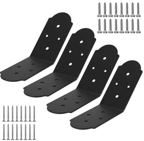 Rasugarlary Lot de 4 équerres d'angle encastrées à 45 degrés, 7,6 cm de large, connecteur d'angle robuste en acier au carbone, plaque de fixation intérieure pour poteaux en bois et poutre de bureau,