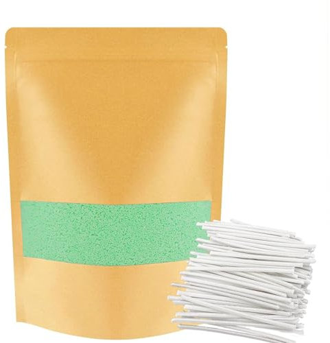 ALLAVA Kerzensand mit Docht, Kerzensand 1 KG mit 50 Docht 5cm, Perlenkerzen mit 50 Kerzendocht ohne Basis, Kerzen Sand, Pearled Candle, Wachsgranulat für Wachskerze Selber Machen (1KG, Grün)