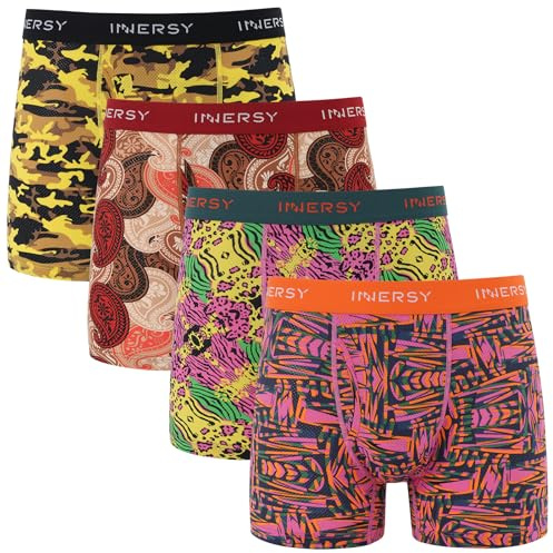 INNERSY Mens Boxer Shorts Multipack with Fly Mesh Pants Underwear Pack of 4 | Quick Dry Boxers Briefs, Lightweight Hipster Underpants with Front Opening, Daily Wear/Sports/Gym/Travel, Keep Fresh and Cool