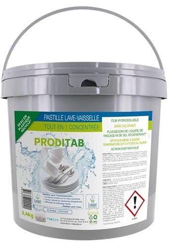Pastille lave vaisselle tout en 1 Concentré ECOLABEL PRODITAB Seau de 150 pastilles