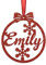 KreateSquare Personalised Christmas Bauble, 950 GSM Double-Sided Glitter Xmas Tree Decoration, Custom Name Baubles, Red & White Christmas Decorations Ornaments (Red, Snowflakes)