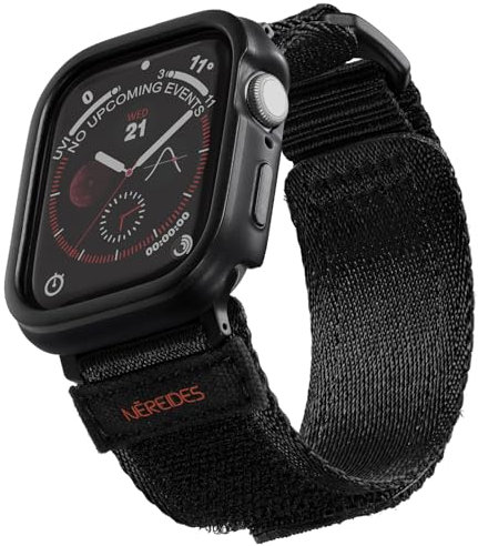 Nereides Rugged Case with Band for Apple Watch Ultra Strap 49mm Men, Nylon Sport Replacement Band with Cover for iWatch Strap Ultra 2/1 49mm (Black-2)