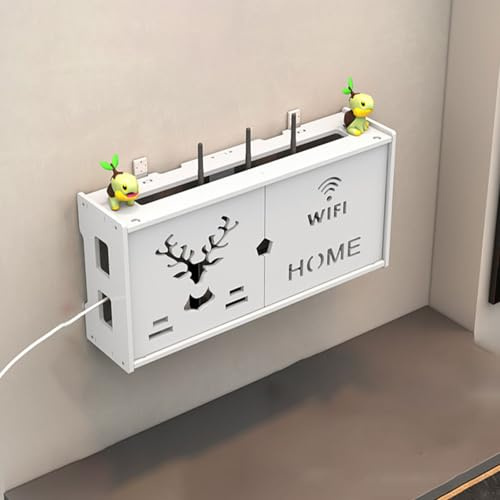 Onxyrbyte TV Décodeur Boîte de Rangement Murale,Cache Box Internet Mural,Boîte de Rangement en pour Modem WiFi,Boîte de Stockage de Routeur,pour Composants TV,Étagère WiFi Décoration Murale