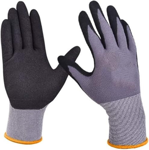 AIXILAN Bauhandschuhe, Gartenhandschuhe, Arbeitshandschuhe, 12 Paar Arbeitshandschuhe, Nitrilbeschichtet, geeignet for atmungsaktive Gartenhandschuhe
