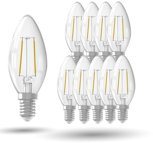 CALEX LED Lampe E14, B35 Kerze, Filament Klar, 2700K Warmweiß Licht, nicht dimmbar, 10er Pack
