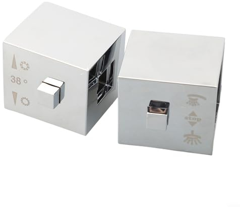 Homefurnishmall Shower Control Handle Knob,1 Pair Square Thermostatic Control Handles ABS Plastic Mirror Chrome Finish for Shower Bar Taps Vavle