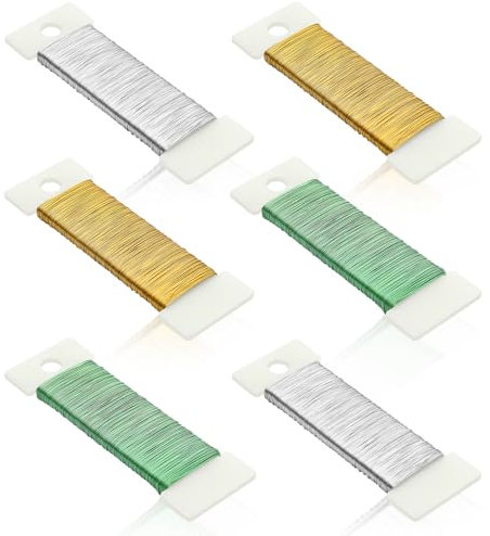 6 Rollen Basteldraht Dünn Set 0,35mm x 300m Draht zum Basteln Schmuckdraht Basteldraht Wickeldraht Blumendraht für Floristik Schmuckherstellung Bastelarbeiten Blumenstrauß (Jede Rolle 50m)