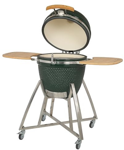 Tarrington House Kamado-Holzkohlegrill Naggado, Ø 47 cm, Ablagetisch, fahrbar, Keramik/Edelstahl, grün
