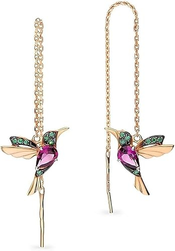 Einzelstück® Kolibri Ohrringe I 925 Sterling Silber Ohrhänger mit Hummingbird Design I 14K Gold, Rosegold Creolen I Zirkonia Steine I Allergikerfreundlich