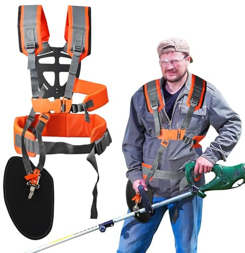 Bindokun Tragegurt Motorsense, Universal Schultergurt Freischneider, Doppelte Schulter Tragegurt Freischneider, Nylon Verstellbarer Tragegurt für Motorsense für Garten Gras Rasentrimmer (Grau)