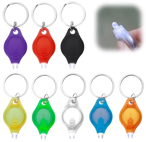 8 Pack LED Keychain Flashlight Mini Keyring Torch, Portable Keychain Work Light Ultra Bright Battery Powered Key Chain Light Key Ring Torch for Outdoor Camping Party Hiking and Emergency Lighting