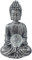 DIVAS SPIRITUAL Meditating Buddha Solar Light 25 cm Resin Statue - Outdoor Garden Ornament Decorative Figurine with Crackle Glass Ball Zen Style