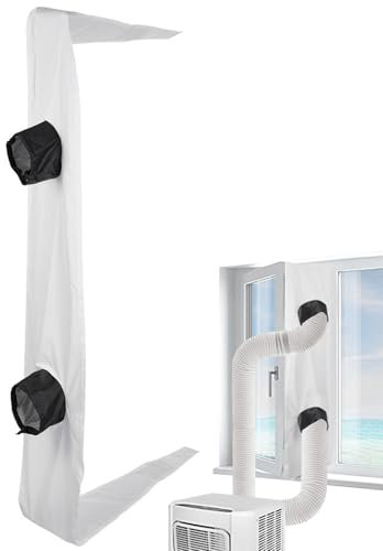 Eyccier Portable Air Conditioner Window Seal, 300cm/118 Inch Waterproof Fastening Tape with Double Holes, Mobile Air-Conditioning Window Kit..