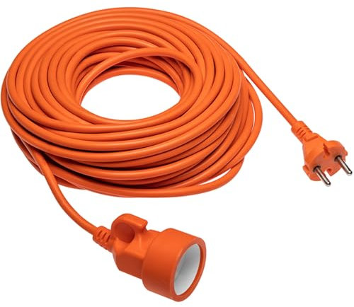 GTV - Verlängerungskabel 10m für Außen, 230V Outdoor Stromkabel mit Schuko-Stecker, 2x1,0mm², wetterfest, orange, Strom Verlängerungskabel für Garten und Außenbereich