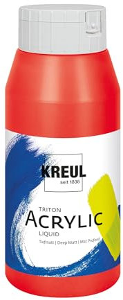 KREUL 17077 - Triton Acrylic Liquid Fränkisch Rot 750 ml, Hochwertige Künstler-Acrylfarbe in Studienqualität mit leicht fließendem Charakter, tiefmatt auftrocknend