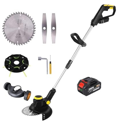 SMTYXS 3 In 1 Akku-Rasenmäher, Bürstenloser Motor, Rasentrimmer, Einstellbarer Längenwinkel, Teleskop-Schnittwerkzeuge, Drahtrad(with 1 Battery Set)