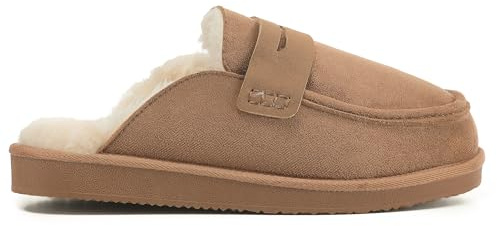 Polar Women’s Faux Fur Lined Penny Loafer Slip On Slippers – Suede Upper, Cozy Faux Fur Lining, Lightweight Rubber Sole, Non-Slip Grip – Warm Indoor Outdoor Slip-On Comfort Shoes