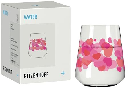 RITZENHOFF 8132003 Wasserglas 500 ml – Liebe - mit dichtem Herzmuster in warmen Farbnuancen – Made in Germany