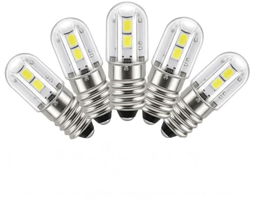Xevtrak Mini Leuchtmittel E10 DC 6 V 0,5 A mit SMD-LED-Technologie, Ersatzbeleuchtung, E10-Schraubsockel, geringer Verbrauch 1 W, E10, 6 V, für Weihnachtsstern und Taschenlampe, Warmweiß, 5 Stück