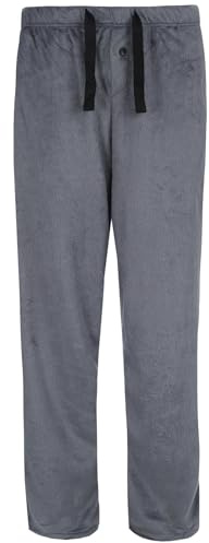 Style It Up Bas de pyjama pour homme, en polaire doux et chaud, en tartan, à carreaux, uni - Noir - X-Large