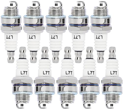 QAZAKY 10pc Spark Plug L7T for 33cc 43cc 47cc 49cc 2-Stroke Mini Pocket Bike ATV Quad Scooter Trimmer Blower Chainsaw Brushcutter Strimmer Lawnmover Echo Wacker Kawasaki