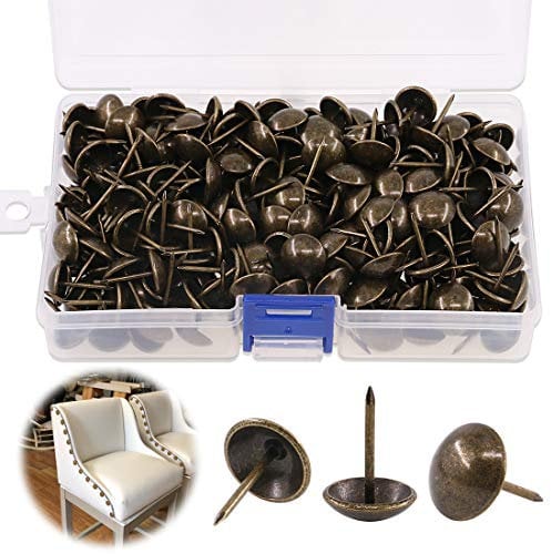 Keadic 300Pcs [ 9/16 in Diameter ] Antique Upholstery Tacks Furniture Nails Pins Assortment Kit for Upholstered Furniture Cork Board or DIY Projects - Bronze
