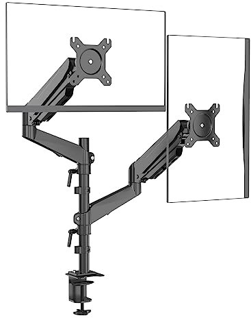 G-Pack Pro 11 Support de moniteur à double bras (universel) pour ordinateur PC Support de moniteur, inclinaison réglable, rotation, vision pivotante, serrage et base œillet pour maison, bureau, bureau