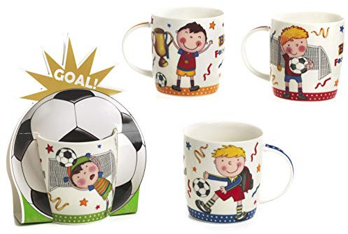 Mandorle by Paben Juego de 4 tazas de futbolista de porcelana para bombonera de niño, comunión, confirmación