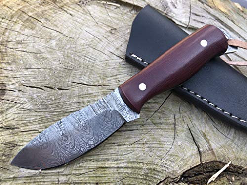 Perkin Coltello da caccia Damasco con coltello Sharpcraft a lama fodera SK400
