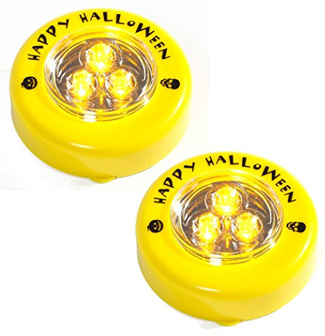 Heitmann Deco LED-Kerzen - LED-Lichter für Kürbis - Halloween Deko, Grusel-Deko für Kostüm und Laterne - Kunststoff, Gelb, 7 cm, 2 Stück (1er Pack)