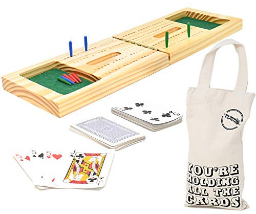 Big Game Hunters Premium Faltbares Cribbage-Brett-Set mit Heringen und Karten, Reise-Kinderbett in einer praktischen Tasche, komplettes tragbares Cribbage-Spiel für Familienspaß und Unterhaltung